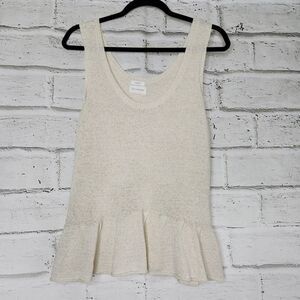 Blu Pepper Cozy Life Womens Knit Cream Flowy Boho Crop Tank Top Size Large